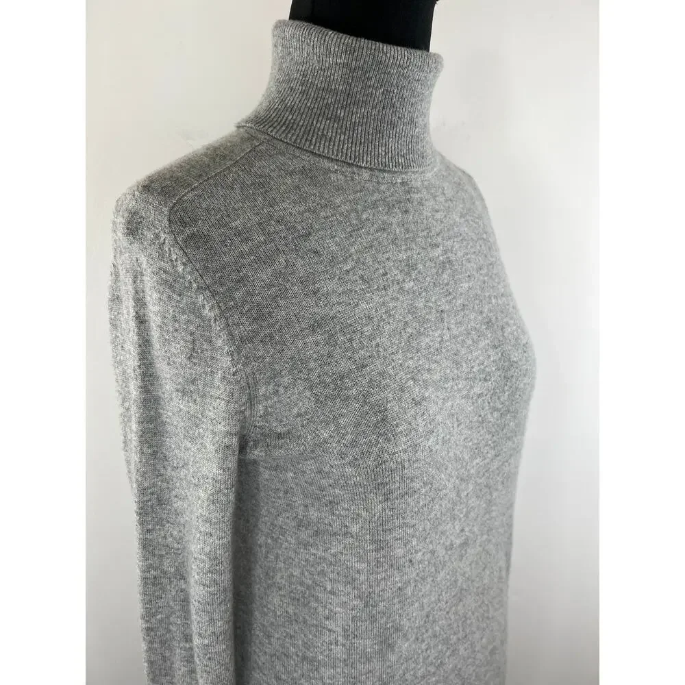 EVERLANE Cashmere Turtleneck Sweater Heather Gray Long Sleeve Pullover Small S